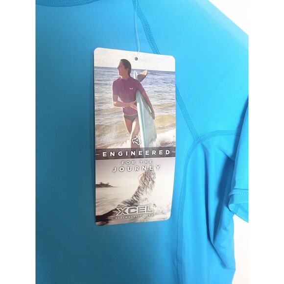 XCEL HAWAII Girls Sz 14 Blue Turquoise UPF 50 Premium Rash Guard Swim Shirt - Picture 3 of 7